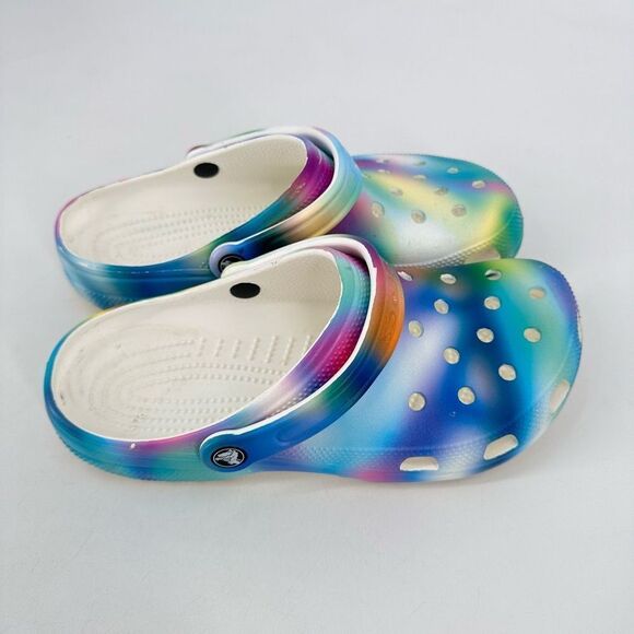 Crocs Classic Solarized Tie Dye Clog Solar Rainbow Pastel Print Women’s Size 11 - Picture 6 of 7